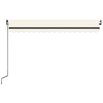 Manual Retractable Awning with LED - 450x300cm Cream