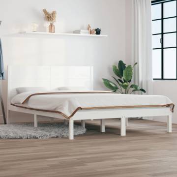 White Solid Wood Bed Frame 135x190 cm Double | HipoMarket