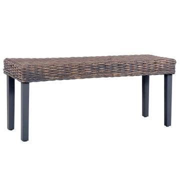 Stylish 110 cm Grey Kubu Rattan & Mango Wood Bench - HipoMarket