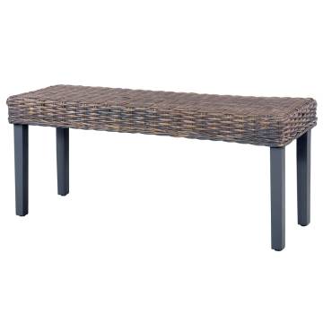 Stylish 110 cm Grey Kubu Rattan & Mango Wood Bench - HipoMarket