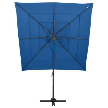 4-Tier Azure Blue Parasol with Aluminium Pole | HipoMarket