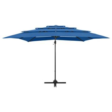 4-Tier Azure Blue Parasol with Aluminium Pole | HipoMarket