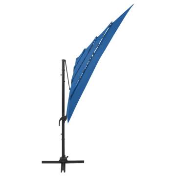 4-Tier Azure Blue Parasol with Aluminium Pole | HipoMarket