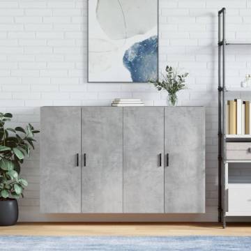 Elegant Wall Mounted Cabinets - Concrete Grey - 2 pcs Set