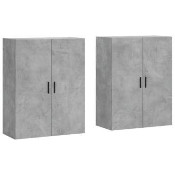 Elegant Wall Mounted Cabinets - Concrete Grey - 2 pcs Set