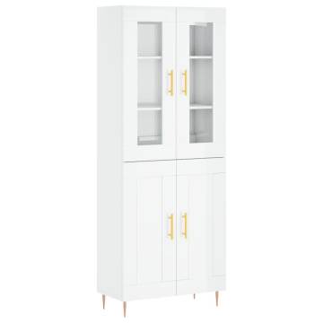 Highboard High Gloss White 69.5x34x180 cm - Stylish Storage