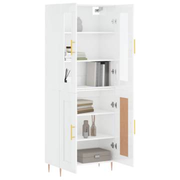 Highboard High Gloss White 69.5x34x180 cm - Stylish Storage