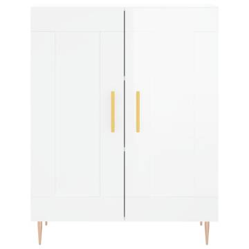 Highboard High Gloss White 69.5x34x180 cm - Stylish Storage