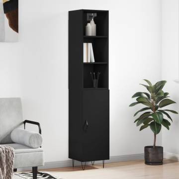 Stylish Highboard Black - 34.5x34x180 cm | Hipomarket UK