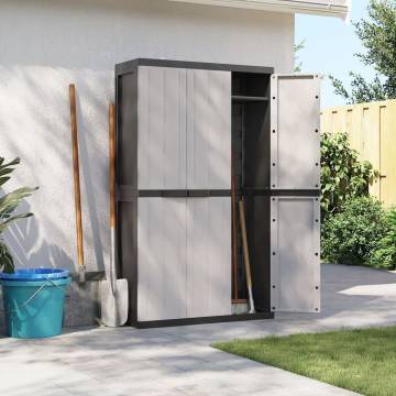 Outdoor Storage Cabinet Grey & Black - 97x37x165 cm PP