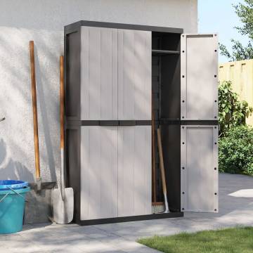 Outdoor Storage Cabinet Grey & Black - 97x37x165 cm PP