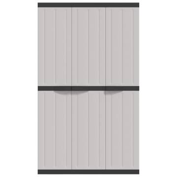 Outdoor Storage Cabinet Grey & Black - 97x37x165 cm PP