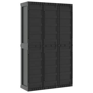 Outdoor Storage Cabinet Grey & Black - 97x37x165 cm PP