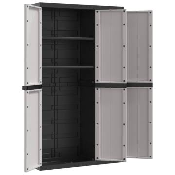 Outdoor Storage Cabinet Grey & Black - 97x37x165 cm PP