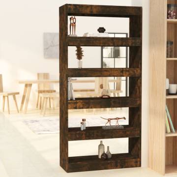 Book Cabinet Room Divider in Smoked Oak | 80x30x166 cm