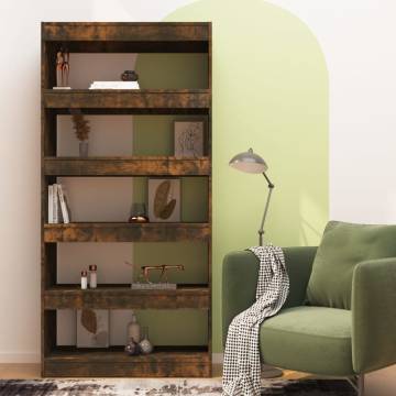 Book Cabinet Room Divider in Smoked Oak | 80x30x166 cm