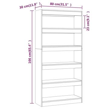 Book Cabinet Room Divider in Smoked Oak | 80x30x166 cm