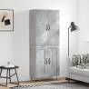 Highboard Concrete Grey 69.5x34x180 cm Engineered Wood Colour concrete grey Quantity in Package 1 Model 2 wood doors 