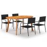 5 Piece Garden Dining Set Black Colour black Size 150 cm table length Number of 4 