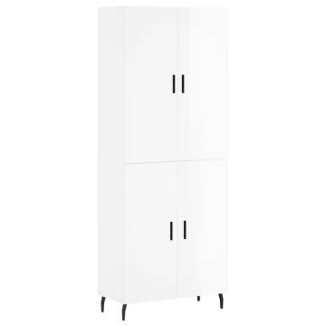 Stylish Highboard High Gloss White - 69.5x34x180 cm