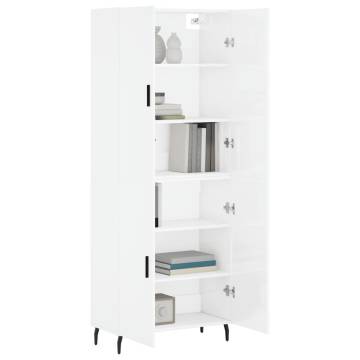 Stylish Highboard High Gloss White - 69.5x34x180 cm