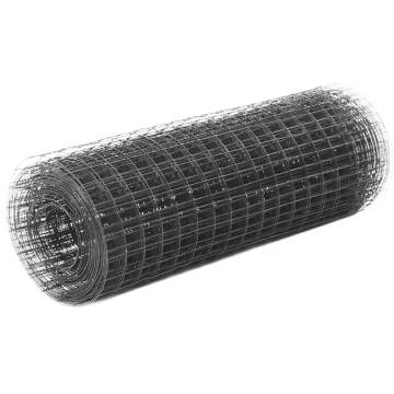 PVC Coated Chicken Wire Fence 25x0.5m - Durable & Grey