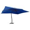 Cantilever Umbrella with Wooden Pole - Azure Blue 400x300 cm