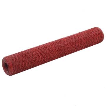 Chicken Wire Fence Steel with PVC Coating 25x1 m Red - HiPoMarket