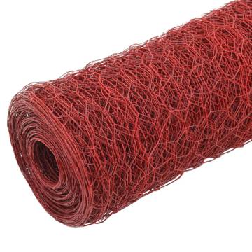 Chicken Wire Fence Steel with PVC Coating 25x1 m Red - HiPoMarket