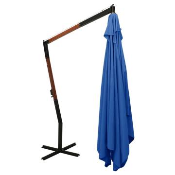 Cantilever Umbrella with Wooden Pole - Azure Blue 400x300 cm