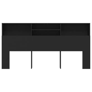 Headboard Cabinet Black 200x19x103.5 cm - Stylish Storage Solution