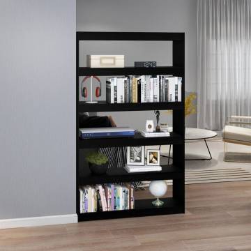 Elegant Black Book Cabinet & Room Divider - Solid Pinewood