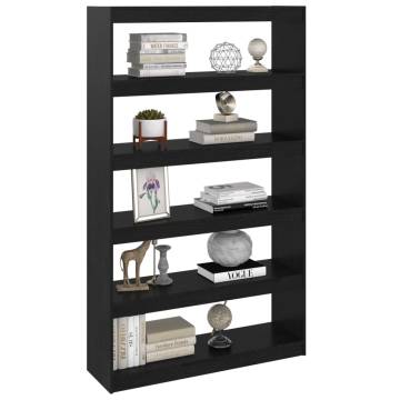 Elegant Black Book Cabinet & Room Divider - Solid Pinewood