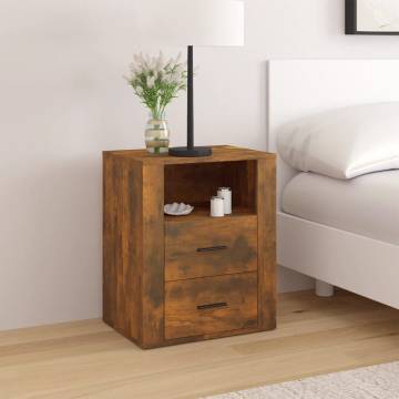 Stylish Smoked Oak Bedside Cabinet - 50x36x60 cm | HipoMarket