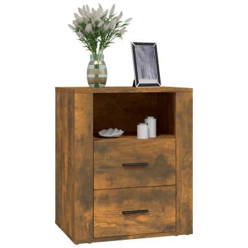 Stylish Smoked Oak Bedside Cabinet - 50x36x60 cm | HipoMarket