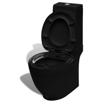 Stand Toilet & Bidet Set - Elegant Black Ceramic Design