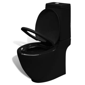 Stand Toilet & Bidet Set - Elegant Black Ceramic Design