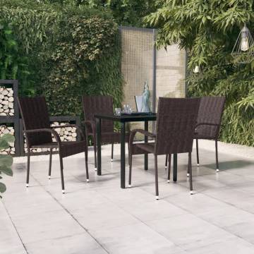 5 Piece Outdoor Dining Set - Stylish Brown & Black Design