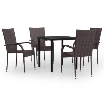 5 Piece Outdoor Dining Set - Stylish Brown & Black Design