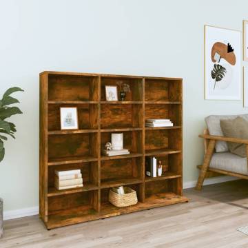 Stylish Smoked Oak CD Cabinet - 102x23x89.5 cm | Hipo Market