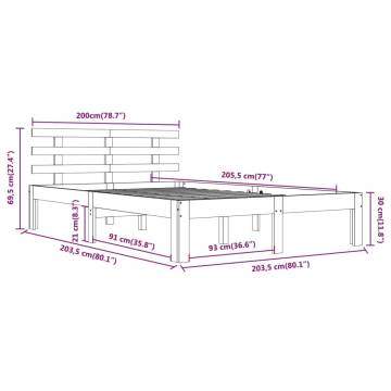 Solid Wood Bed Frame 200x200 cm - Modern & Sturdy Design