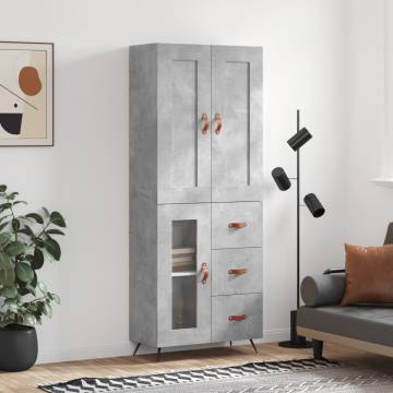 Stylish Highboard Concrete Grey - 69.5x34x180 cm | HipoMarket