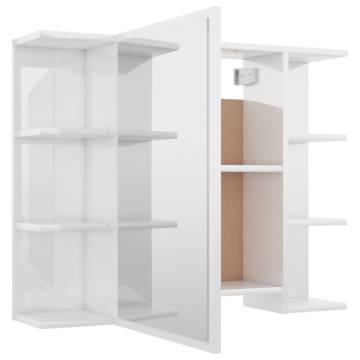 High Gloss White Bathroom Mirror Cabinet | 80x20.5x64 cm