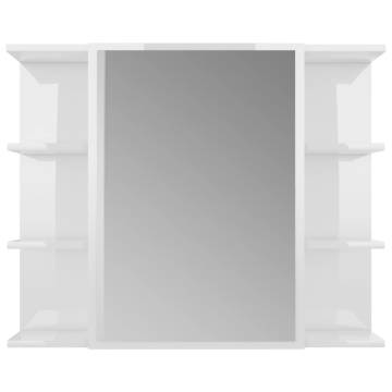 High Gloss White Bathroom Mirror Cabinet | 80x20.5x64 cm