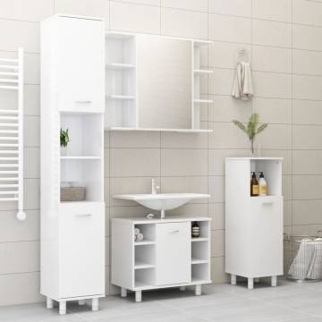 High Gloss White Bathroom Mirror Cabinet | 80x20.5x64 cm