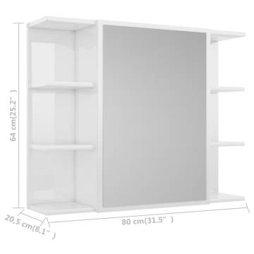 High Gloss White Bathroom Mirror Cabinet | 80x20.5x64 cm