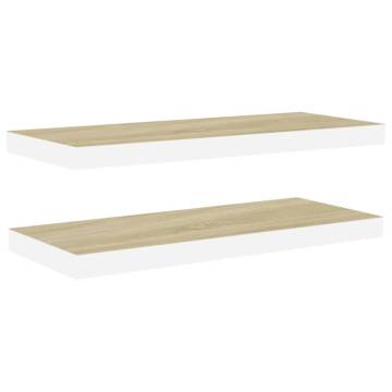 Floating Wall Shelves - Oak & White, Set of 2 | HipoMarket