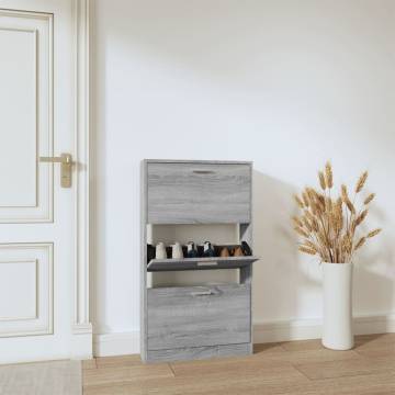 Stylish Grey Sonoma Shoe Cabinet | 59x17x108 cm