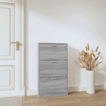 Stylish Grey Sonoma Shoe Cabinet | 59x17x108 cm