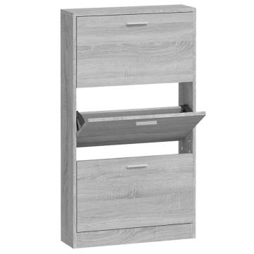 Stylish Grey Sonoma Shoe Cabinet | 59x17x108 cm